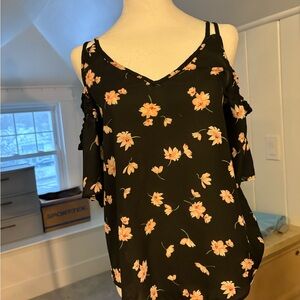 Sienna Sky Black cold shoulder Floral Blouse